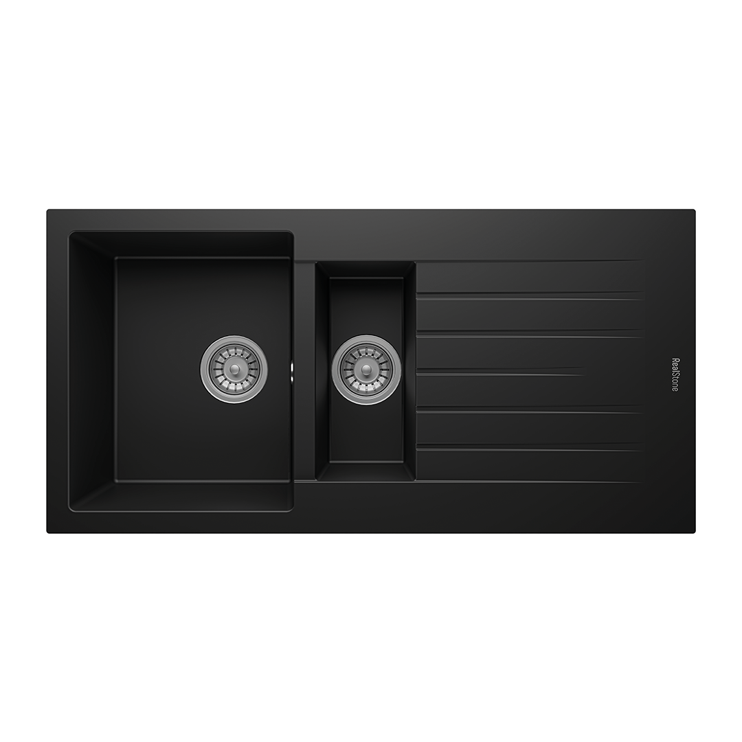 Real Stone P005 TROYA 100 1.5 GÖZ DAMLALIKLI GRANİT EVYE SİYAH