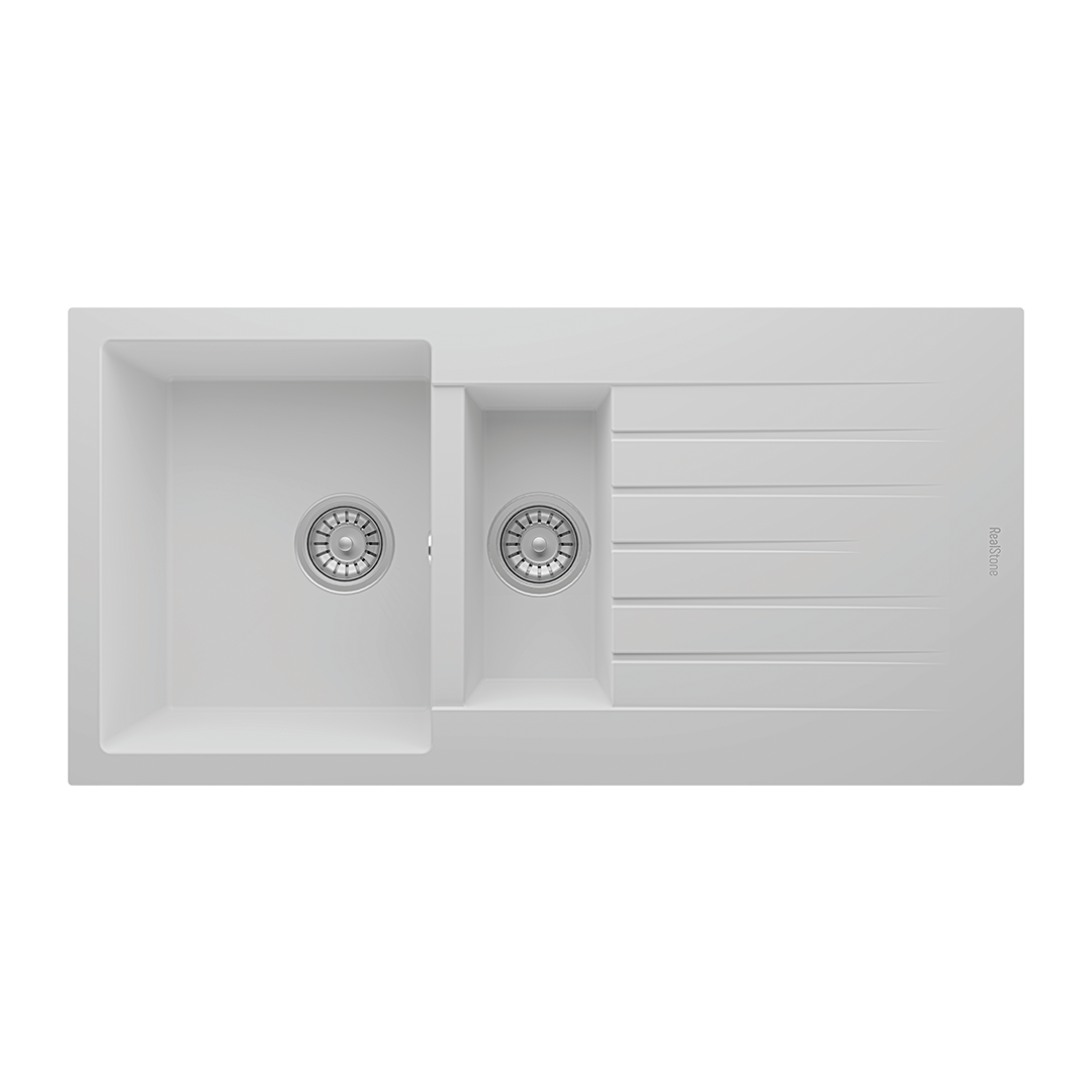 Real Stone P005 TROYA 100 1.5 GÖZ DAMLALIKLI GRANİT EVYE BEYAZ