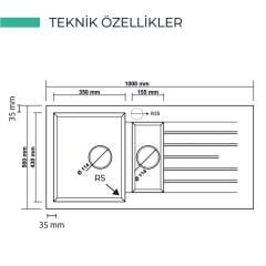 Real Stone P005 TROYA 100 1.5 GÖZ DAMLALIKLI GRANİT EVYE ANTRASİT