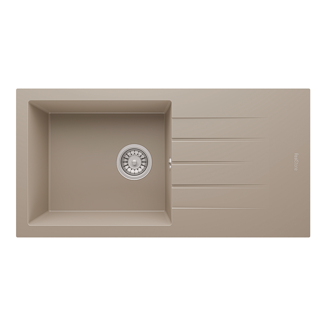 RealStone P011 Assos 86 XL Tek Gözlü Damlalıklı Granit Eviye CAPPUCINO