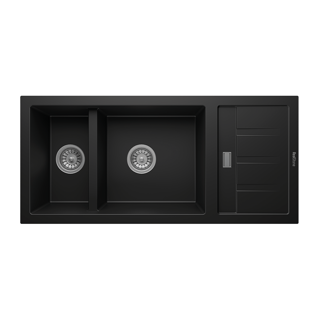 RealStone P024 Artemis 1.5 Gözlü Damlalıklı Granit Eviye SİYAH