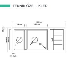 RealStone P024 Artemis 1.5 Gözlü Damlalıklı Granit Eviye GRİ