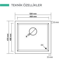 RealStone K005 Gordion 52 Tezgah Altı Granit Eviye ANTRASİT