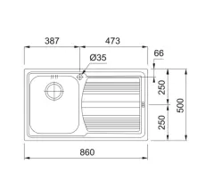 101.0656.157 - CELİK EVYE LOGICA LINE LLL 611-86 SOL TEK GÖZLÜ DAMLALIKLI DEKORLU