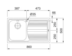 101.0656.158 - CELİK EVYE LOGICA LINE LLL 611-86 SAĞ TEK GÖZLÜ DAMLALIKLI DEKORLU
