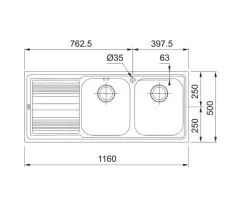 101.0086.284 - CELİK EVYE LOGICA LINE LLL 621 SOL 2 GÖZLÜ DAMLALIKLI DEKORLU