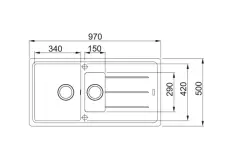 114.0655.950 - FRAGRANIT EVYE BASIS BFG 651 BIANCO 1.5 GÖZLÜ SAĞ/SOL DAMLALIKLI
