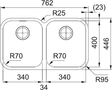 122.0736.137 - CELIK EVYE SMART SRX 120-34-34 2 GÖZLÜ TEZGAH ALTI