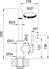 115.0728.473 - EVYE ARMATÜRÜ  Lina U Swivel side HP CHR