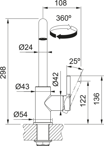 115.0728.473 - EVYE ARMATÜRÜ  Lina U Swivel side HP CHR