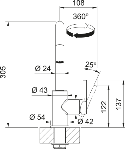 115.0728.476 - EVYE ARMATÜRÜ LİNA  U Pull Down HP CHR