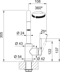 115.0728.476 - EVYE ARMATÜRÜ LİNA  U Pull Down HP CHR