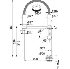 115.0545.136 - EVYE ARMATÜRÜ PESCARA KUĞU MATT BLACK