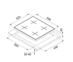 106.0489.961 - OCAK GLASS LINEAR SQUARE FHNS 604 4G WH C BEYAZ CAM