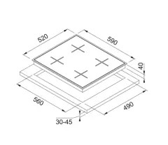 106.0489.940 - OCAK GLASS LINEAR SQUARE FHNS 604 4G BK C SİYAH CAM