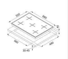 106.0490.102 - OCAK GLASS LINEAR SQUARE FHNS 705 4G TC BK C SİYAH CAM