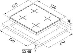 106.0490.177 - OCAK NEW GLASS LINEAR FHNG 604 4G TC BK C SİYAH CAM