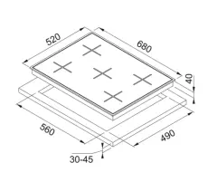 106.0490.179 - OCAK NEW GLASS LINEAR FHNG 705 4G TC BK C SİYAH CAM