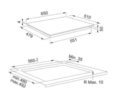 108.0606.111 - OCAK CAM İNDÜKSÜYONLU MARİS FMA 654 I F BK
