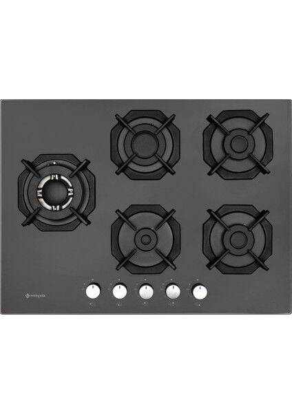 70 CM. SİYAH CAM 5 GÖZ ANKASTRE OCAK DÖKÜM IZGARALI