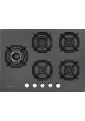 70 CM. SİYAH CAM 5 GÖZ ANKASTRE OCAK DÖKÜM IZGARALI