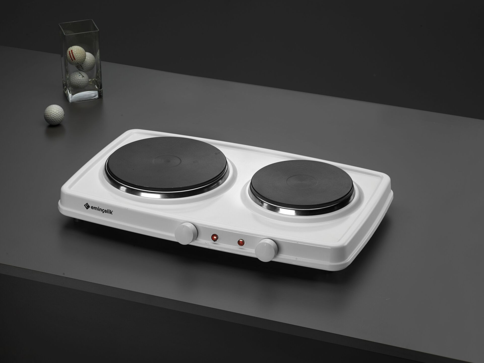 SET ÜSTÜ İKİ GÖZLÜ BEYAZ HOT PLATE OCAK 2500 W TERMOSTATLI