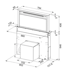 110.0365.588 - DAVLUMBAZ DOWNDRAFT FDW 908 IB XS 90 cm