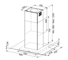 325.0518.790 - DAVLUMBAZ GLASS LINEAR ISOLA FGL 915 I BK / XS INOX VE SIYAH CAM ADA