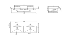 Elite Etajerli Lavabo 120x45 cm
(Çift Hazneli Çift Delikli)