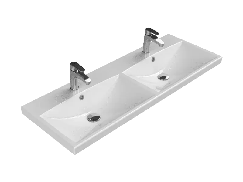 Elite Etajerli Lavabo 120x45 cm
(Çift Hazneli Çift Delikli)