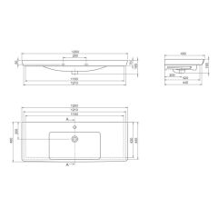 Porto D Etajerli Lavabo 125x48 cm