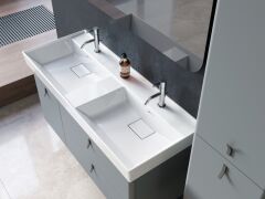 Sharp Etajerli Lavabo 120x48 cm
(Çift Hazneli Çift Batarya Delikli)