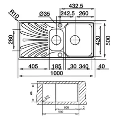 TEKA PRENSES 1.5 GÖZ SAĞ DAMLALIKLI 50X100 EVYE