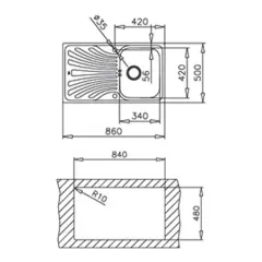 TEKA NERİSSA 50 MİKROKETEN SOL DAMLIKLI 50X86 EVYE