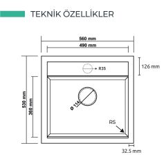 REAL STONE K004 OLYMPOS GRANİT EVYE T.ÜSTÜ ANTRASİT