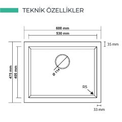 REAL STONE K012 GORDİON ANTRASİT GRANİT EVYE