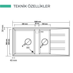 REAL STONE P013 SALDA GRANİT EVYE ANTRASİT