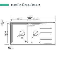 REAL STONE P013 SALDA GRANİT EVYE GRİ
