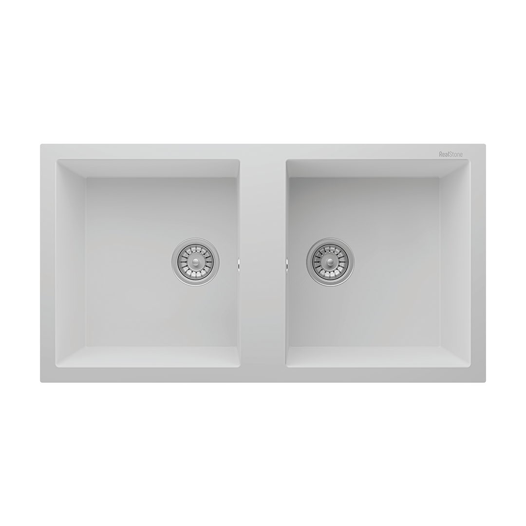 REAL STONE P019 2 TAM GÖZ GRANİT EVYE BEYAZ