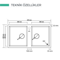 REAL STONE P019 2 TAM GÖZ GRANİT EVYE BEYAZ