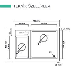 REAL STONE P016 1.5 GÖZ GRANİT EVYE SİYAH