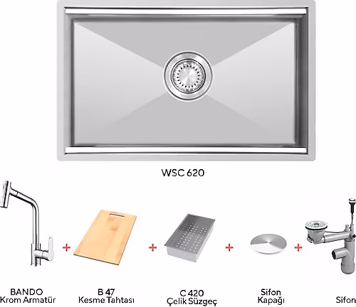 WORKSTATION WSC 620 Tezgah Üstü / Tezgaha Sıfır EVİYE SET