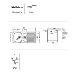 BİR BUÇUK GÖZ EVYE EC-168 KROMEVYE 50X100
