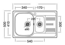 BİR BUÇUK GÖZLÜ EVYE EX-306 DEKORLU KROMEVYE